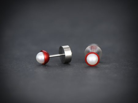 Colorful aluminum  collection stud earrings with pearl Sale