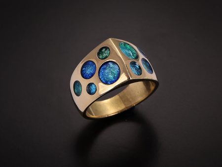 Elegant gold silver & enamel ring Online