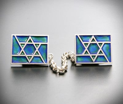 Star of david silver and enamel pin Online