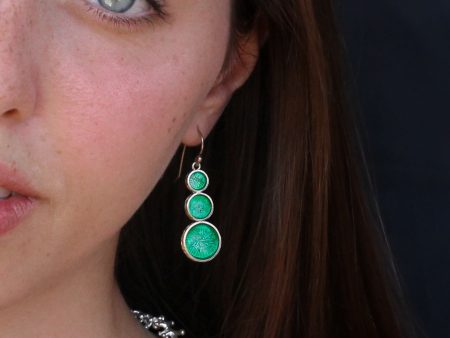 Colorful circles shapes silver & enamel earrings on Sale