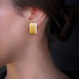 Rectangle modern gold & silver & diamonds earrings For Sale