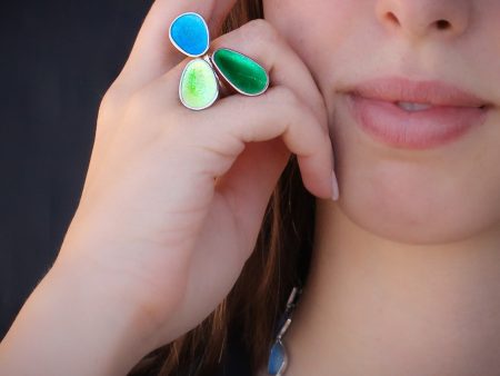 Modern colorful silver & enamel ring Fashion