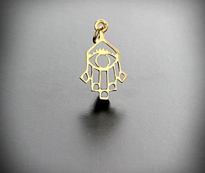 Hamsa evil eye design pendant in gold Online now