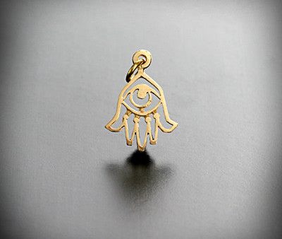 Hamsa evil eye pendant in gold on Sale