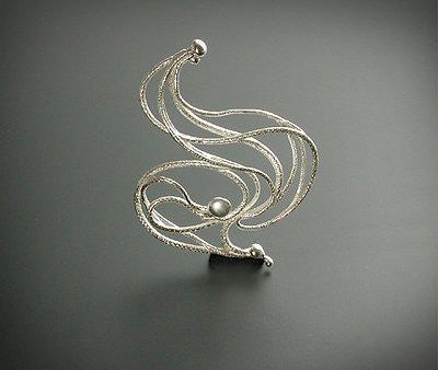 Artistic abstract silver pin and pendant Online now