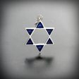 Star of David pendant, open shape, silver with enamel For Sale