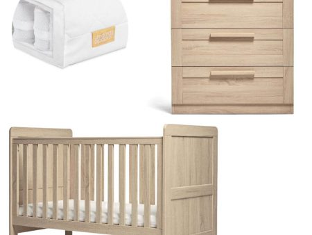 Mamas and Papas Atlas Light Oak Bundle - Cot + Dresser + Mattress Discount