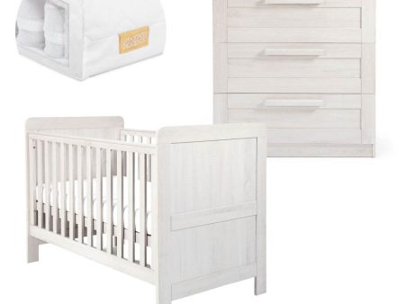 Mamas and Papas Atlas Nimbus White Bundle - Cot + Dresser + Mattress Sale