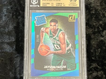 2017-18 DONRUSS JAYSON TATUM #198 RC HOLO GREEN LASER  99 BGS 9.5 GEM MINT For Sale