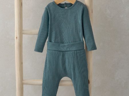 Mamas and Papas Blue Organic Cotton Ribbed Set - 2 Piece Set For Sale