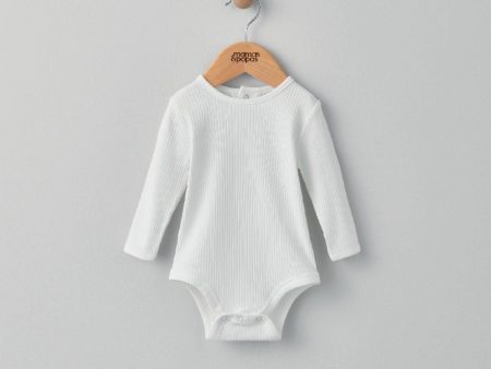 Mamas and Papas Organic Cotton Ribbed Long Sleeve Bodysuit - White on Sale