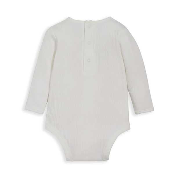 Mamas and Papas Organic Cotton Ribbed Long Sleeve Bodysuit - White on Sale