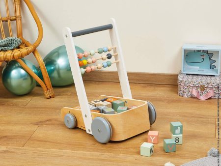 Janod Wooden Cart with ABC Blocks Online now