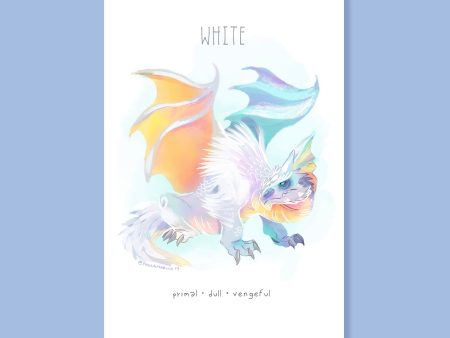 DnD White Dragon Art Print For Sale