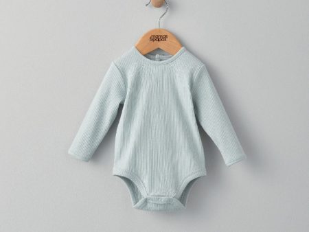 Mamas and Papas Organic Cotton Ribbed Long Sleeve Bodysuit - Blue For Cheap