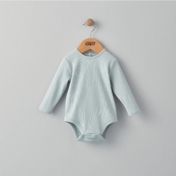 Mamas and Papas Organic Cotton Ribbed Long Sleeve Bodysuit - Blue For Cheap