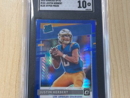 2020 DONRUSS OPTIC JUSTIN HERBERT #153 RC BLUE HYPER PRIZM SGC 10 GEM MINT For Discount