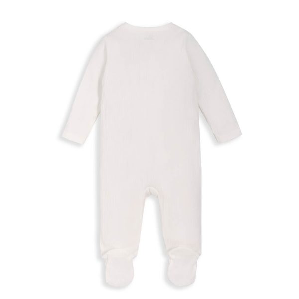 Mamas and Papas Organic Cotton Ribbed Onesie with Zip - White Cheap