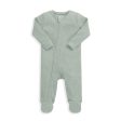 Mamas and Papas Organic Cotton Ribbed Onesie with Zip - Sage Green For Cheap