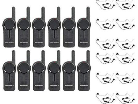 12 Pack of Motorola DLR1060 900MHz ISM Band 1 Watt 6 Channels License Free Digital Two-Way Radio and Surveillance Headset Sale