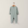 Mamas and Papas Organic Cotton Ribbed Onesie with Zip - Sage Green For Cheap