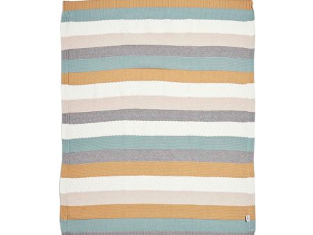 Mamas and Papas Blue Stripe Knitted Blanket For Sale