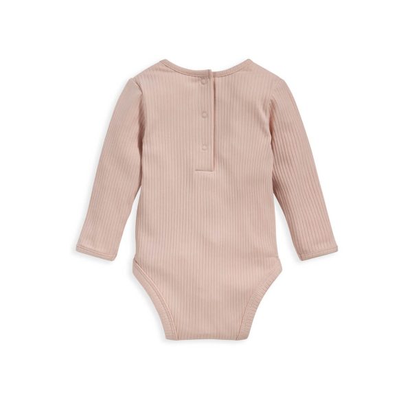 Mamas and Papas Organic Cotton Ribbed Long Sleeve Bodysuit - Pink Online Sale