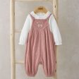 Mamas and Papas Pink Flower Crinkle Dungarees & Bodysuit - 2 Piece Set Online Sale