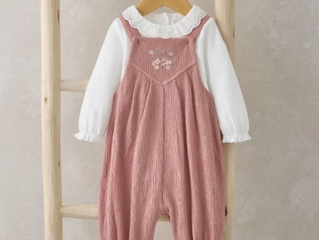 Mamas and Papas Pink Flower Crinkle Dungarees & Bodysuit - 2 Piece Set Online Sale