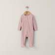 Mamas and Papas Organic Cotton Ribbed Onesie with Zip - Dusty Pink Online Sale