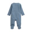 Mamas and Papas Organic Cotton Ribbed Onesie with Zip - Petrol Blue Online Sale