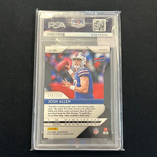 2018 PRIZM JOSH ALLEN #205 RC LIGHT BLUE DIE CUT  199 PSA 10 Sale