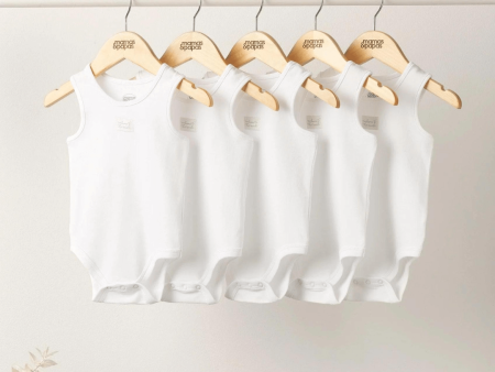 Mamas and Papas White Singlet Bodysuits - 5pack Online now