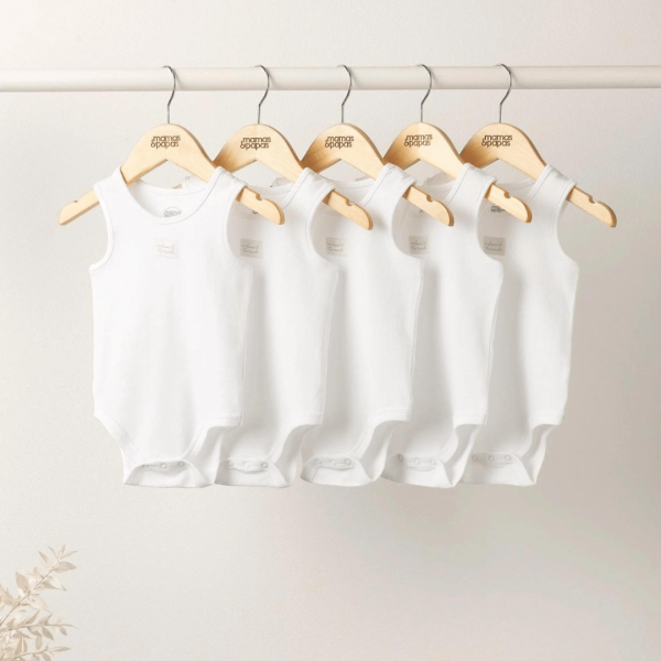 Mamas and Papas White Singlet Bodysuits - 5pack Online now