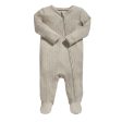 Mamas and Papas Organic Cotton Ribbed Onesie with Zip - Oatmeal Online