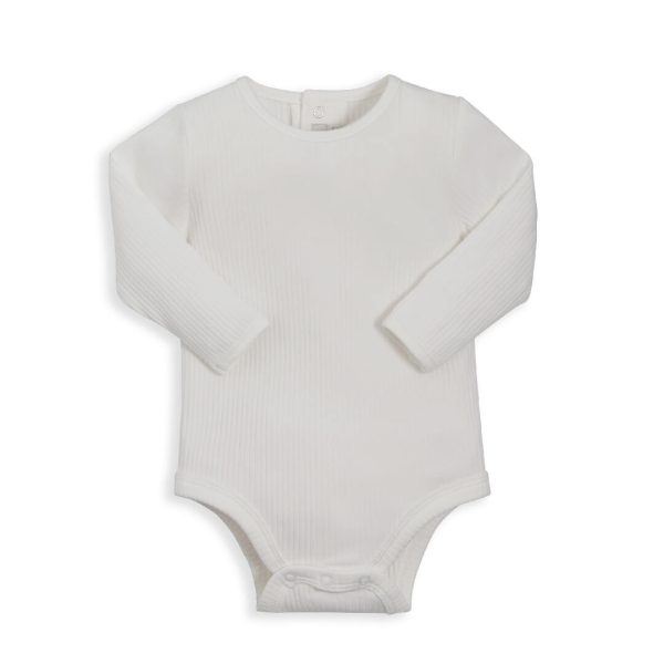 Mamas and Papas Organic Cotton Ribbed Long Sleeve Bodysuit - White on Sale