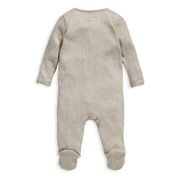 Mamas and Papas Organic Cotton Ribbed Onesie with Zip - Oatmeal Online