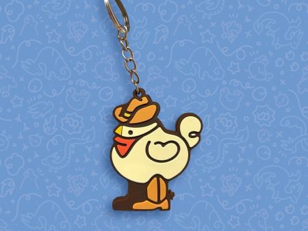 Cowboy Chook Rubber Keychain For Cheap