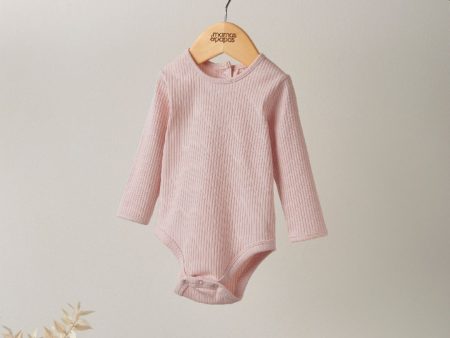 Mamas and Papas Organic Cotton Ribbed Long Sleeve Bodysuit - Pink Online Sale