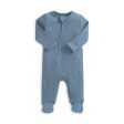 Mamas and Papas Organic Cotton Ribbed Onesie with Zip - Petrol Blue Online Sale