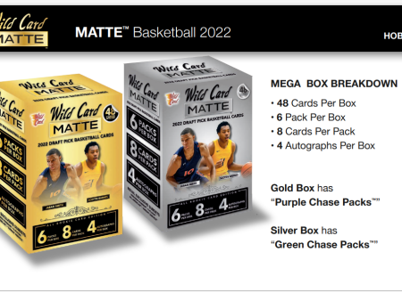 2022 23 Wild Card Matte Gold & Silver Basketball 2 Mega Boxes Online now