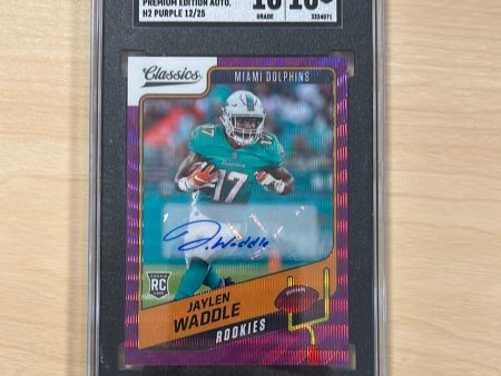 2021 CLASSICS JAYLEN WADDLE #158 RC AUTO H2 PURPLE  25 SGC 10 10 Sale