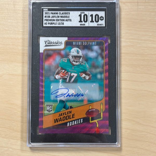 2021 CLASSICS JAYLEN WADDLE #158 RC AUTO H2 PURPLE  25 SGC 10 10 Sale