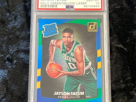 2017-18 DONRUSS JAYSON TATUM #198 RC HOLO GREEN YELLOW LASER PSA 10 GEM MINT Hot on Sale