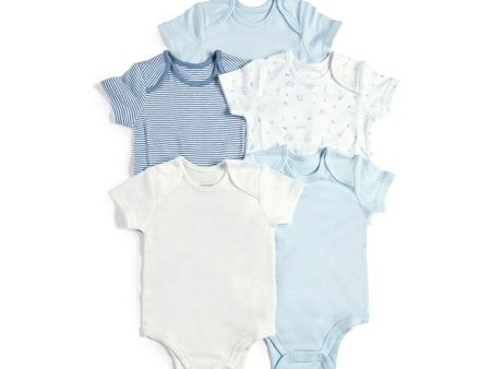 Mamas and Papas Blue Farm Short Sleeve Bodysuits - 5 Pack For Cheap