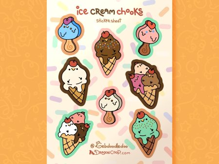 Ice Cream Chooks Vinyl Sticker Sheet Supply