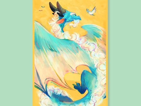 Blue Noodle Dragon Art Print Discount