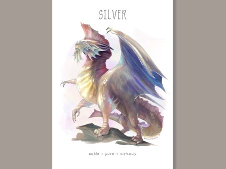 DnD Silver Dragon Art Print on Sale