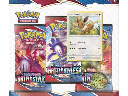 Pokemon TCG: Battle Styles 3 Booster Packs Blister, Coin & Eevee Promo Card Hot on Sale