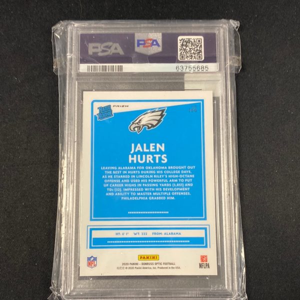 2020 Donruss Optic Jalen Hurts #164 RC PURPLESHOCK PSA 10 Supply